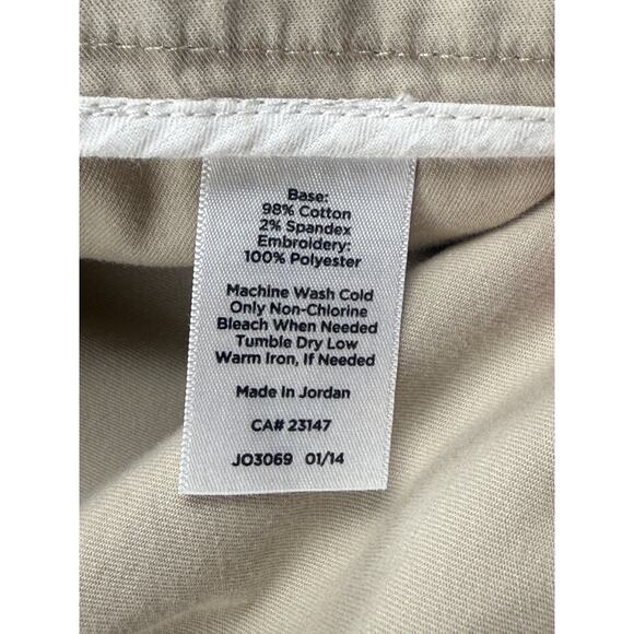 Talbots Signature Embroidered Crop Pants Size 16 Pink Shells Stretch Khaki Chino - Picture 6 of 12